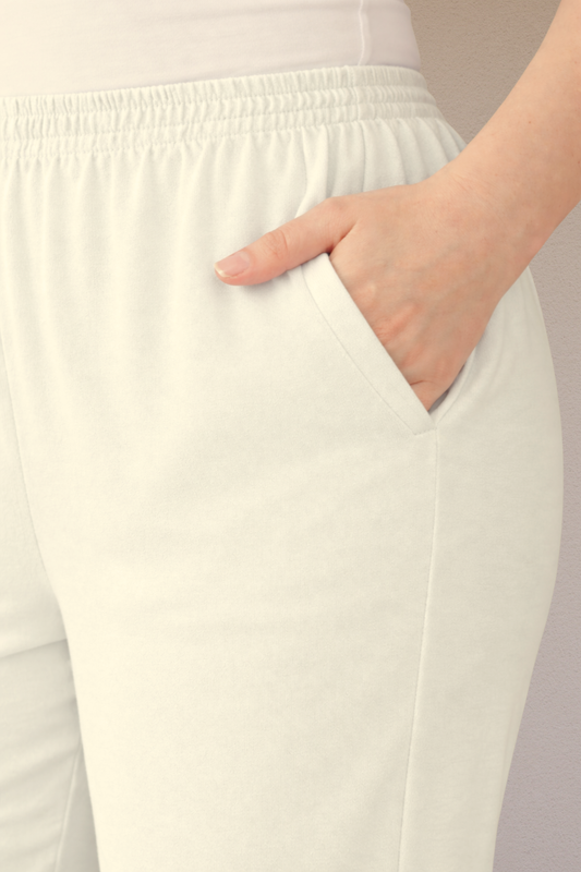 Off White Scallop Cut Palazzo