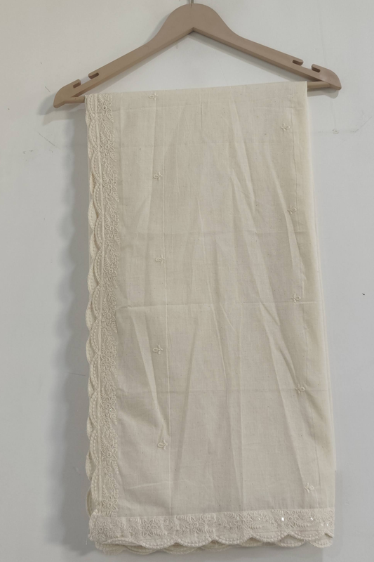 Off White Sequin Embroidered Dupatta