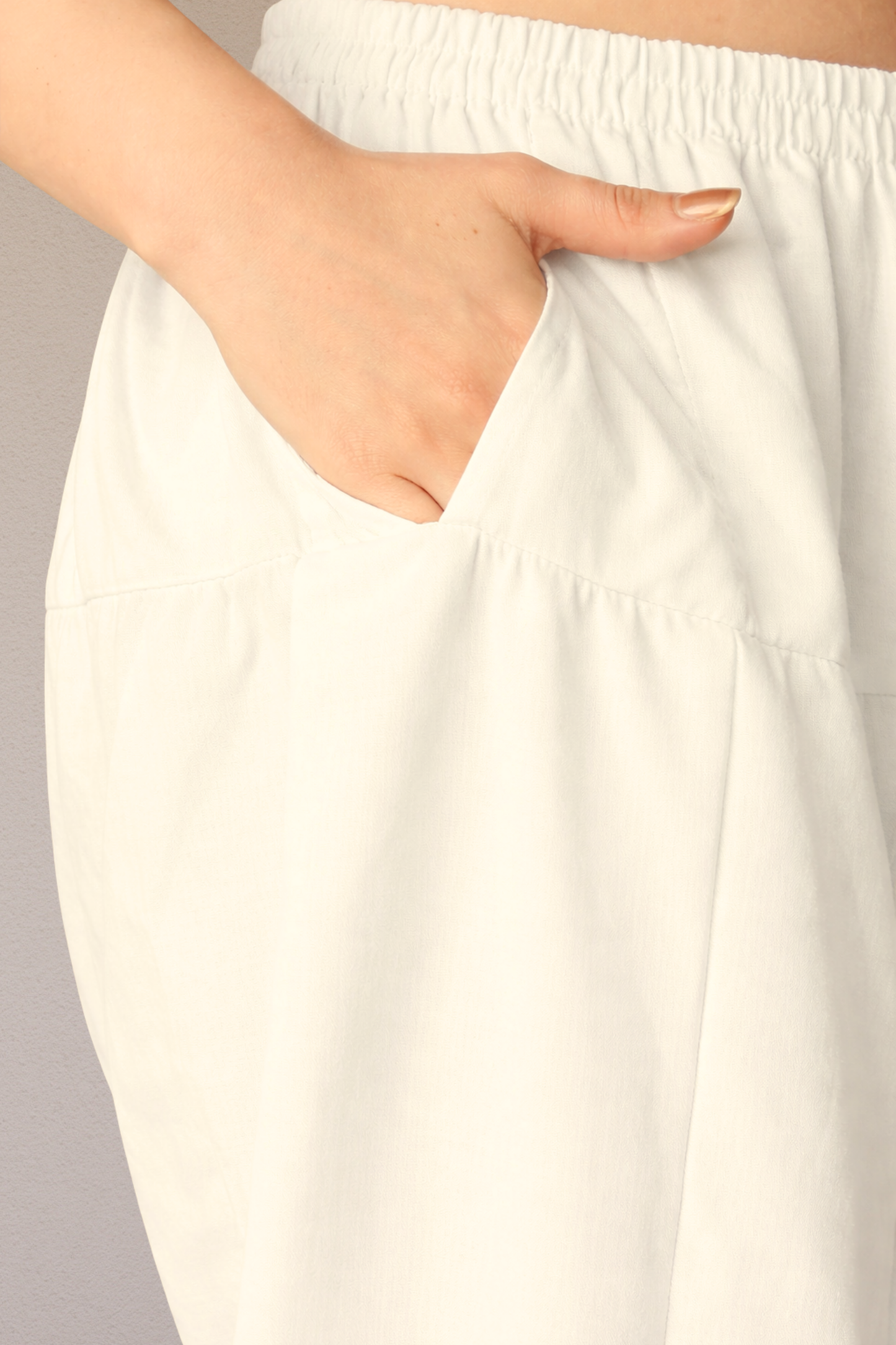 Off White Straight Rayon Salwar Pants