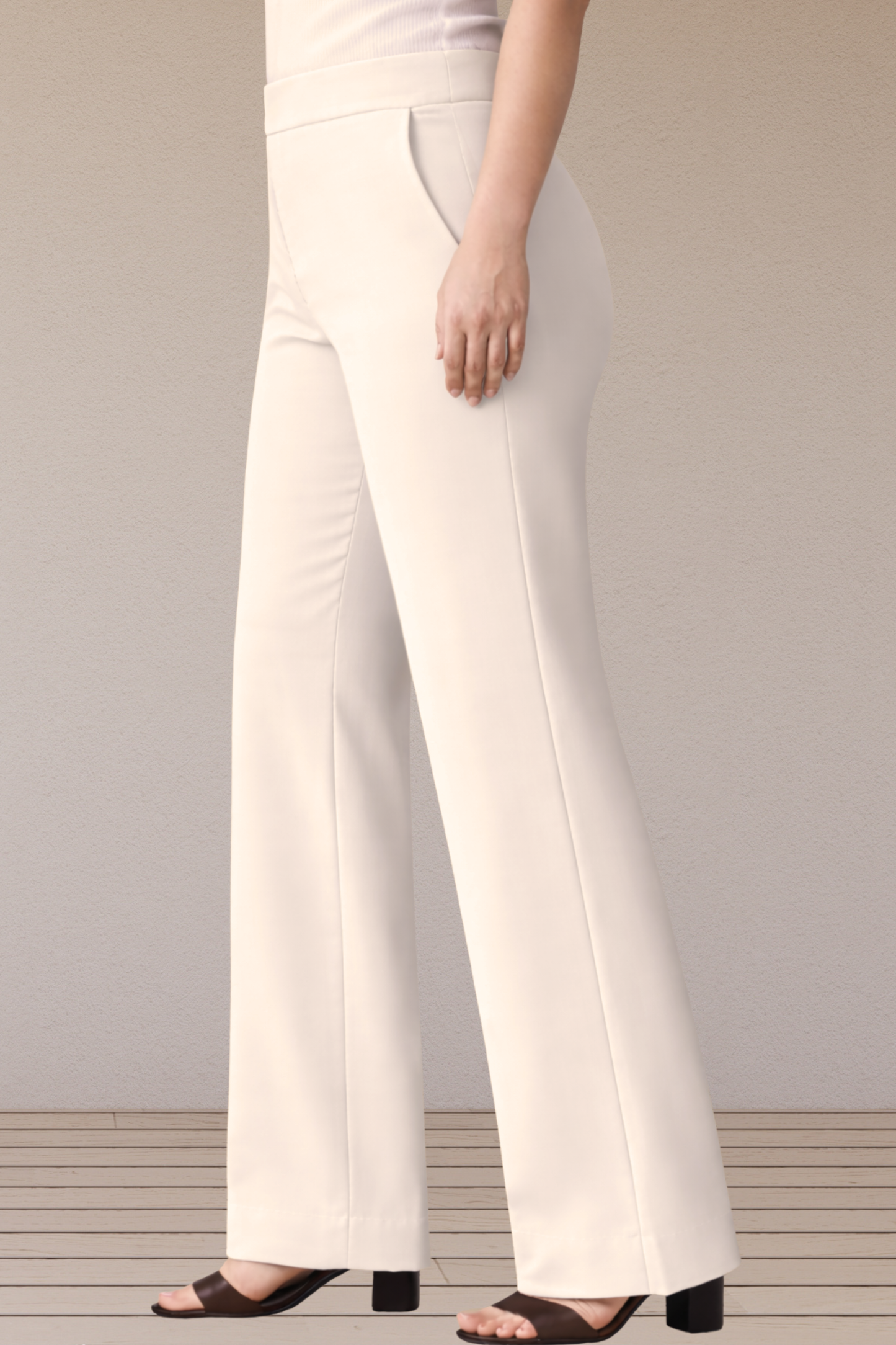 Off White Wide Leg Slub Pants