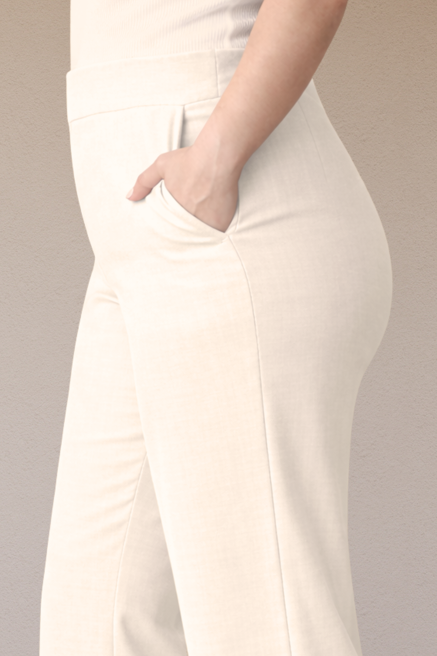 Off White Wide Leg Slub Pants