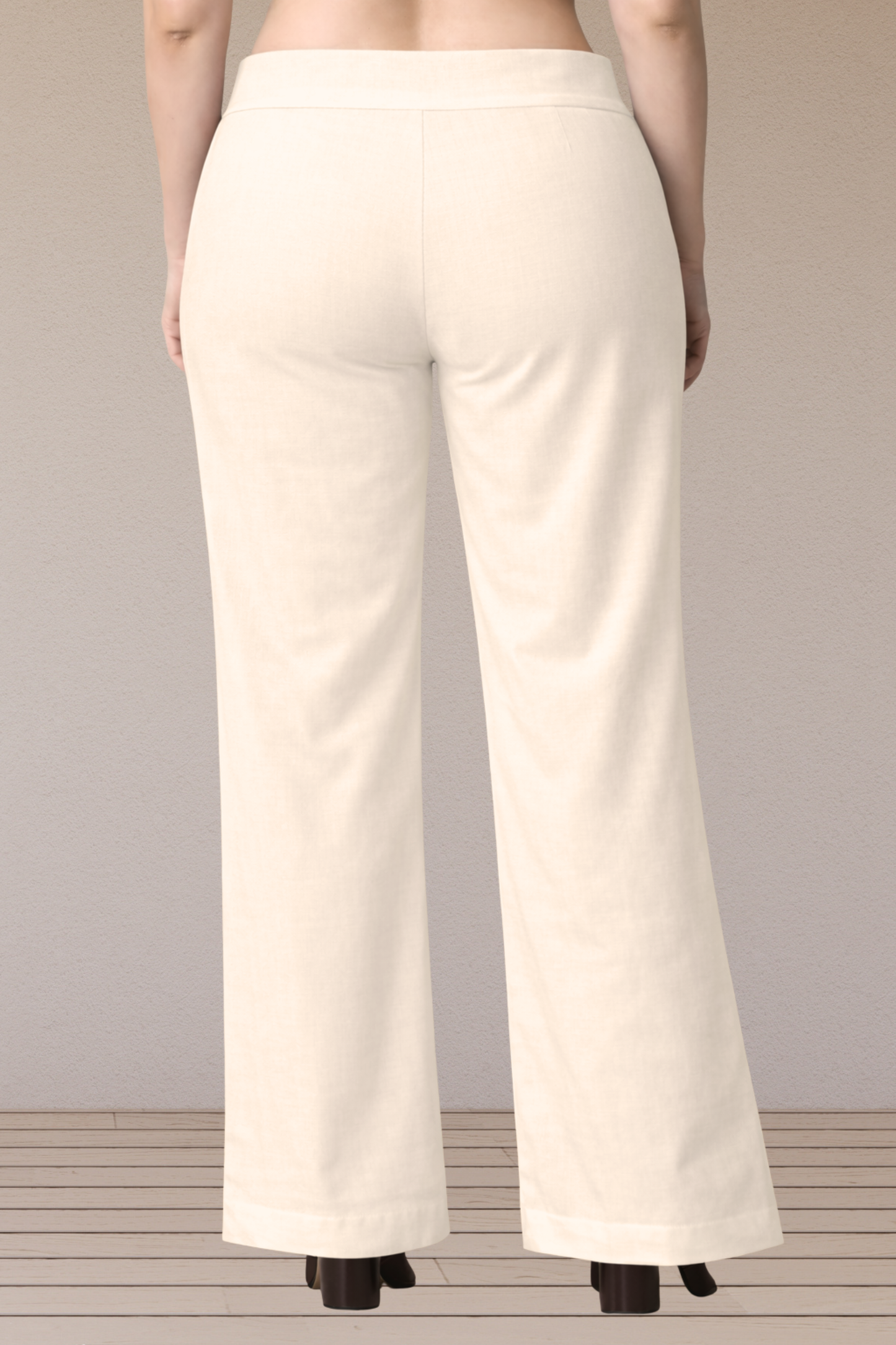 Off White Wide Leg Slub Pants