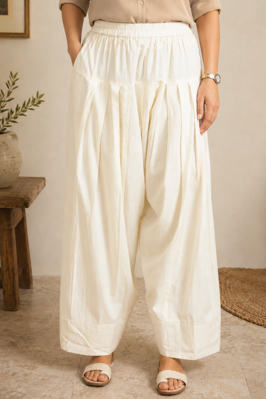 Off White Cotton Farshi Salwar