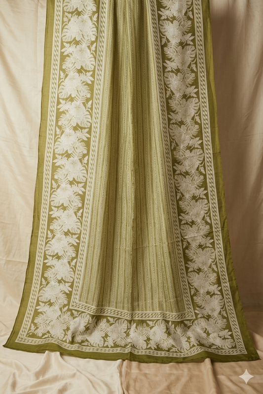 Olive Bloom Cotton Dupatta