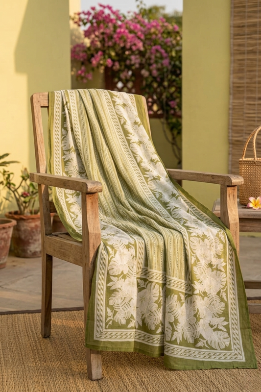 Olive Bloom Cotton Dupatta