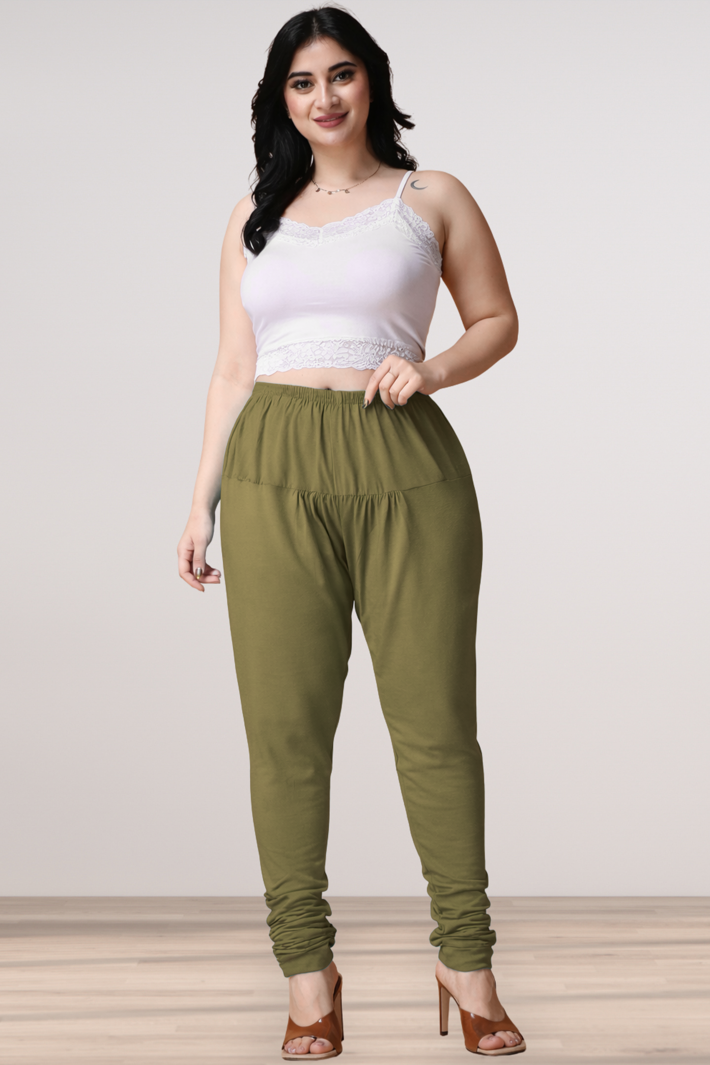 Olive Cotton Churidar Pants