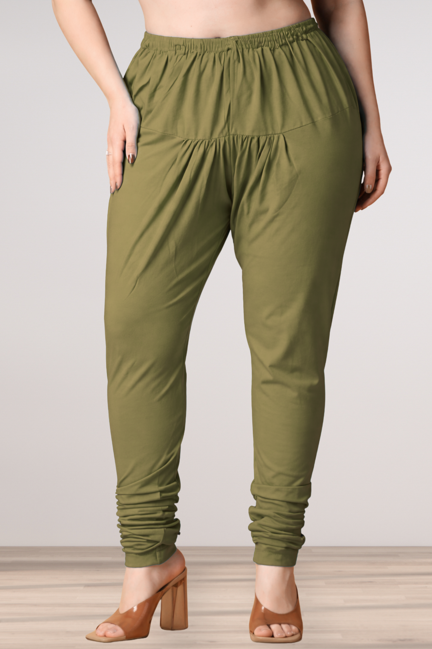 Olive Cotton Churidar Pants