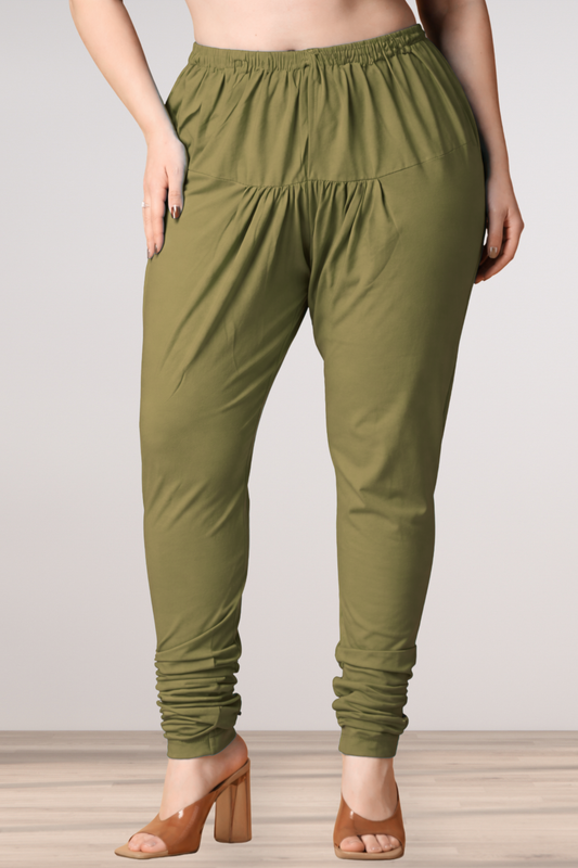 Olive Cotton Churidar Pants