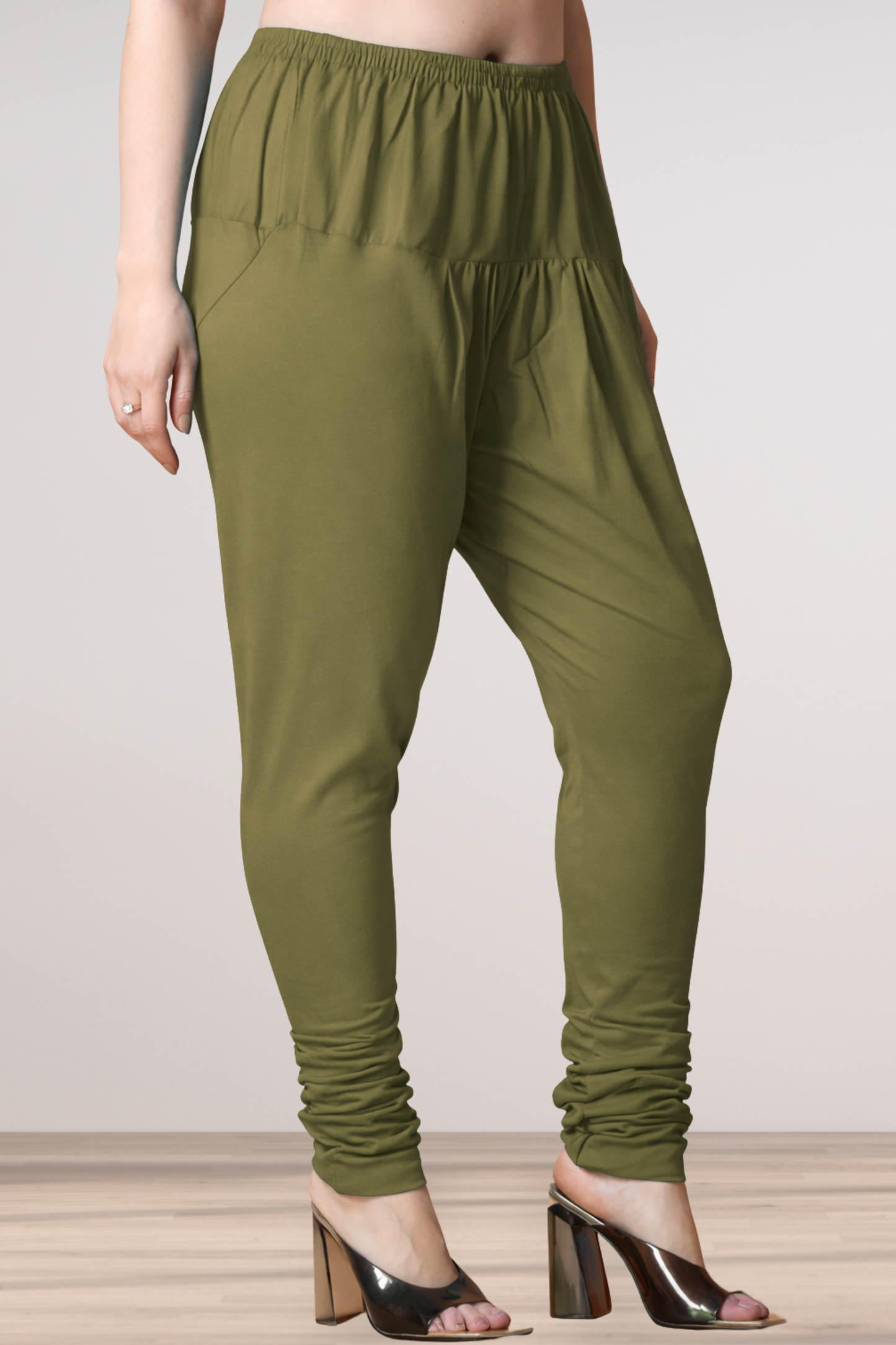 Olive Cotton Churidar Pants