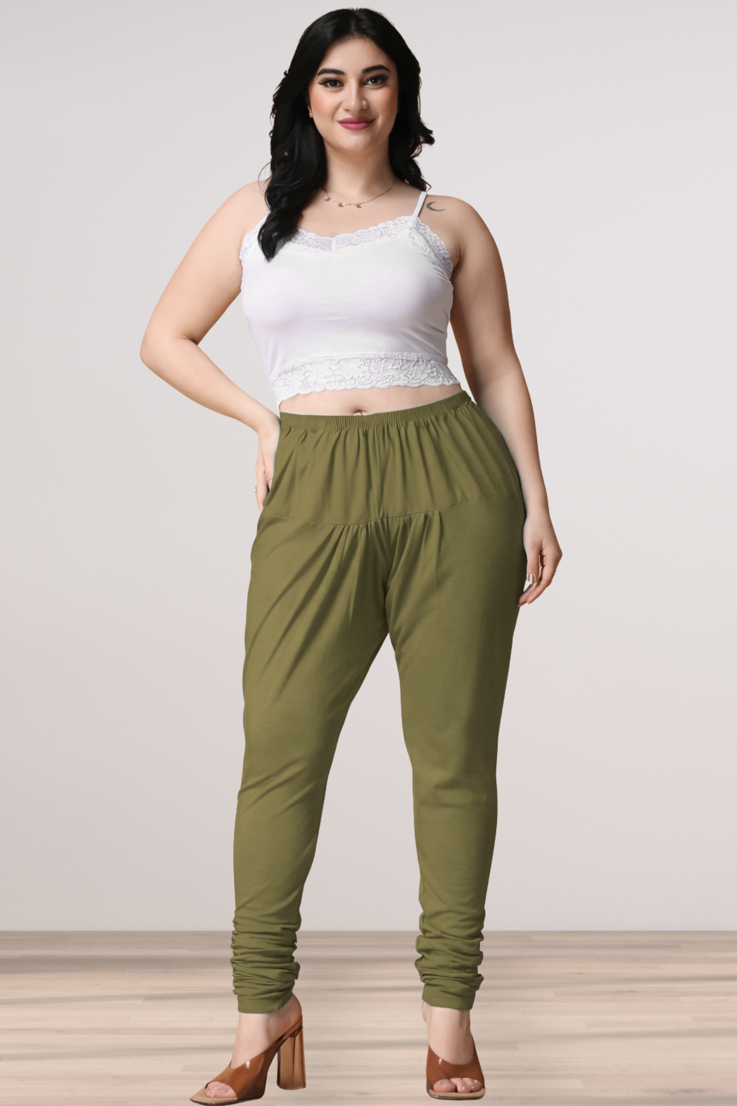 Olive Cotton Churidar Pants