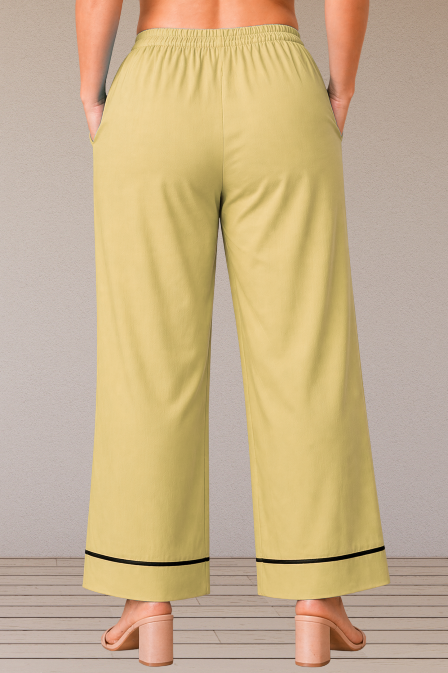 Olive Detailed Hemline Rayon Palazzo