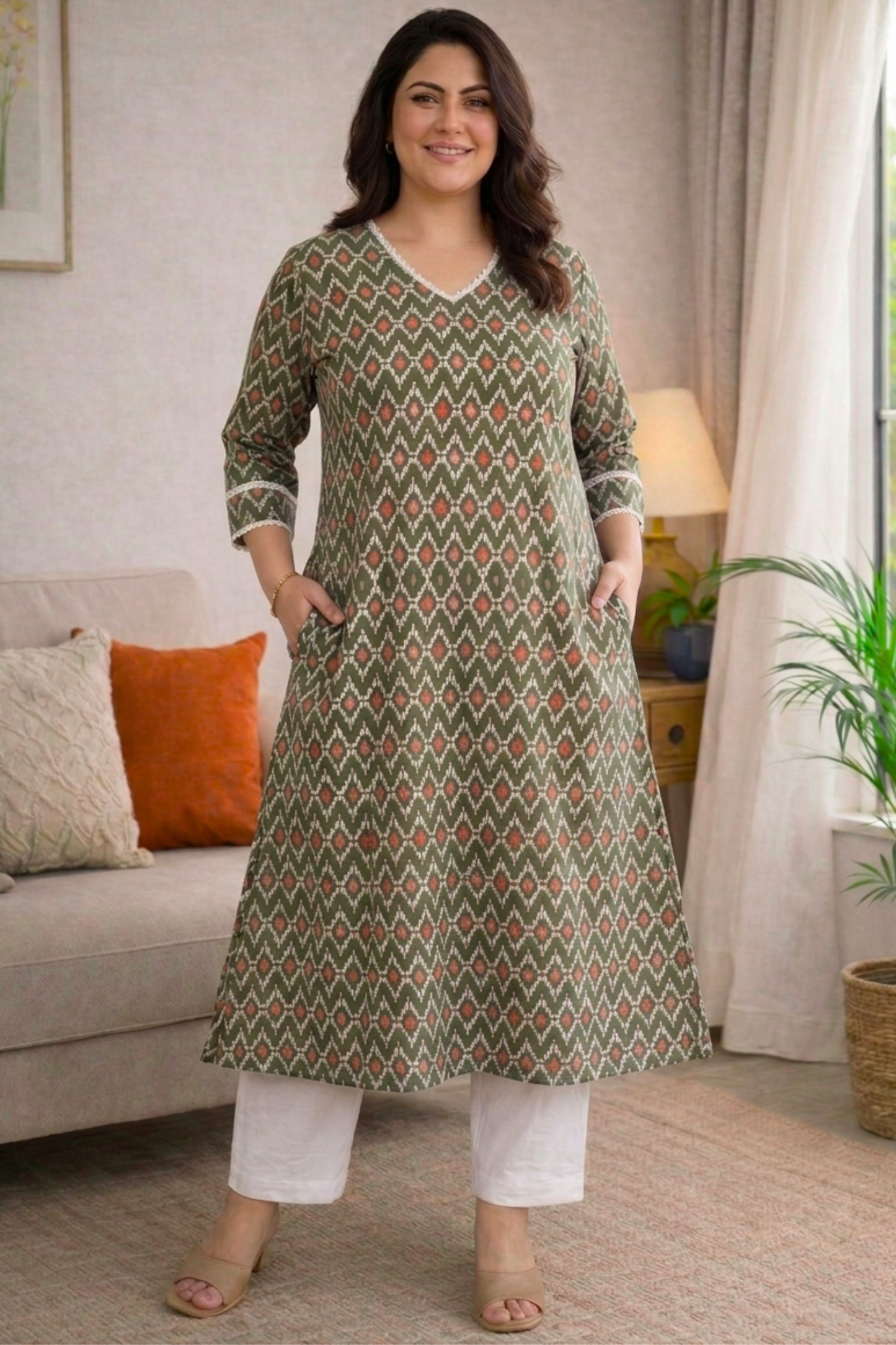 Olive Drift Summer Rayon Kurta