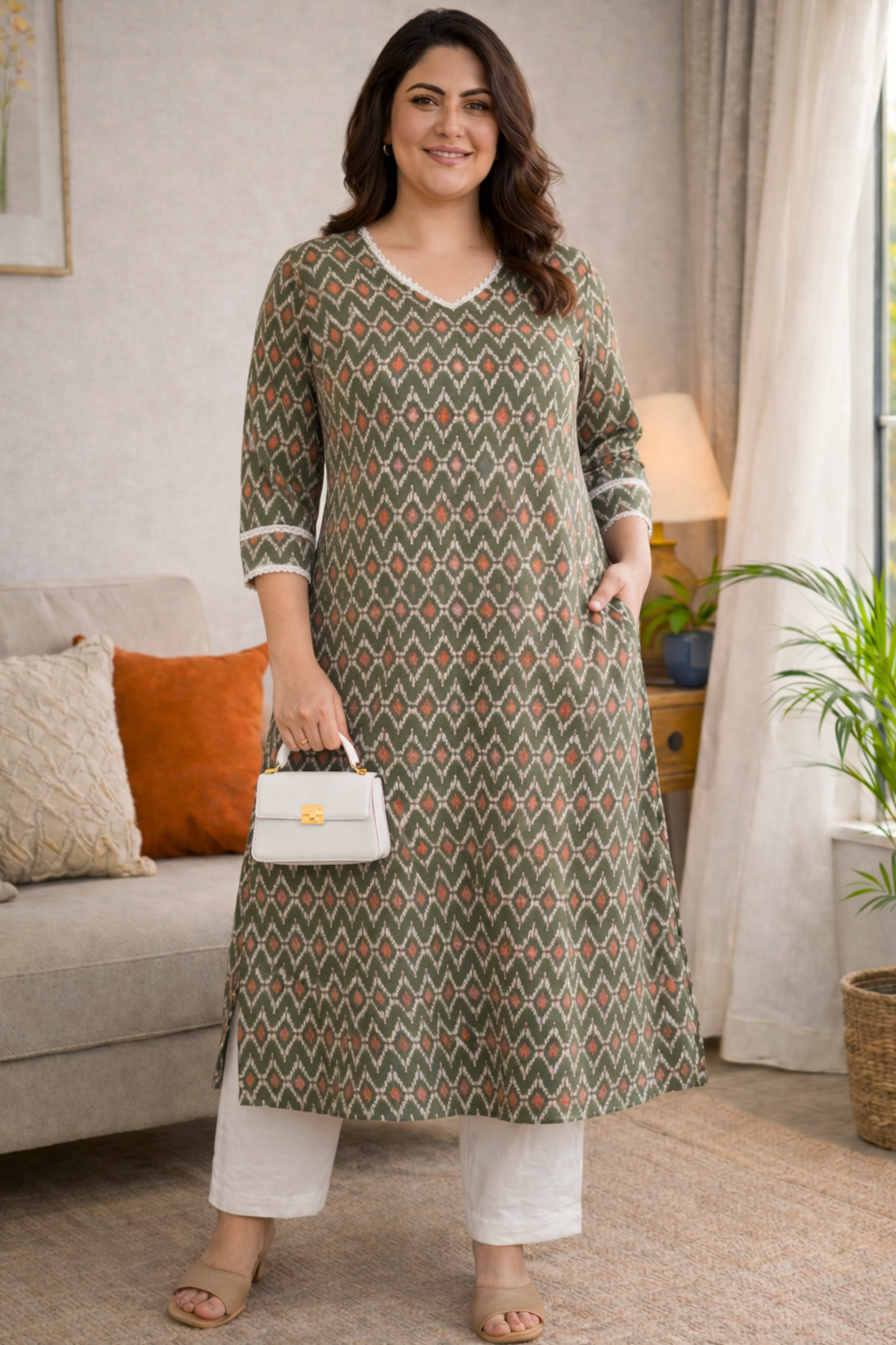 Olive Drift Summer Rayon Kurta