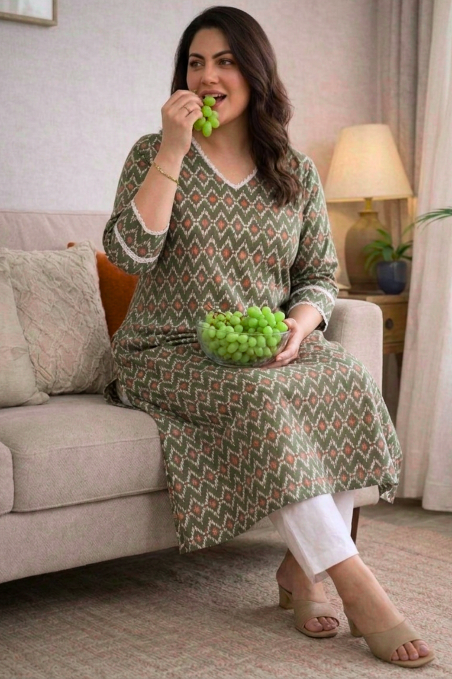 Olive Drift Summer Rayon Kurta