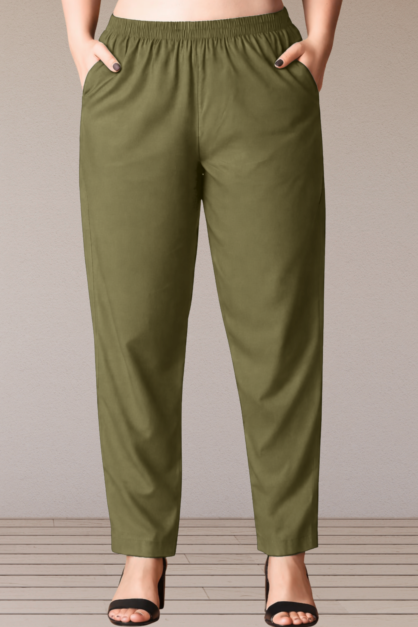 Olive Green Cotton Kurti Pant