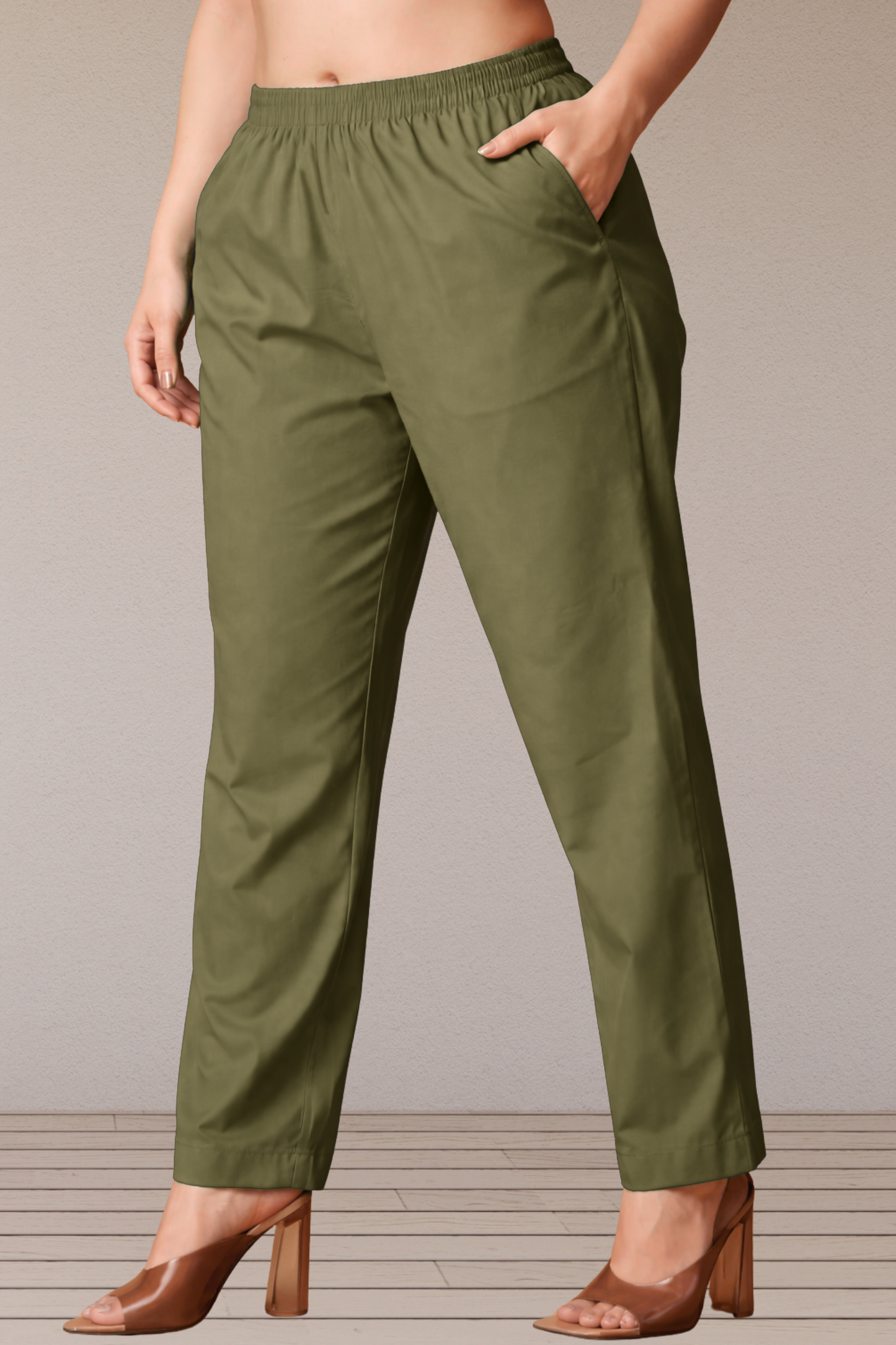Olive Green Cotton Kurti Pant
