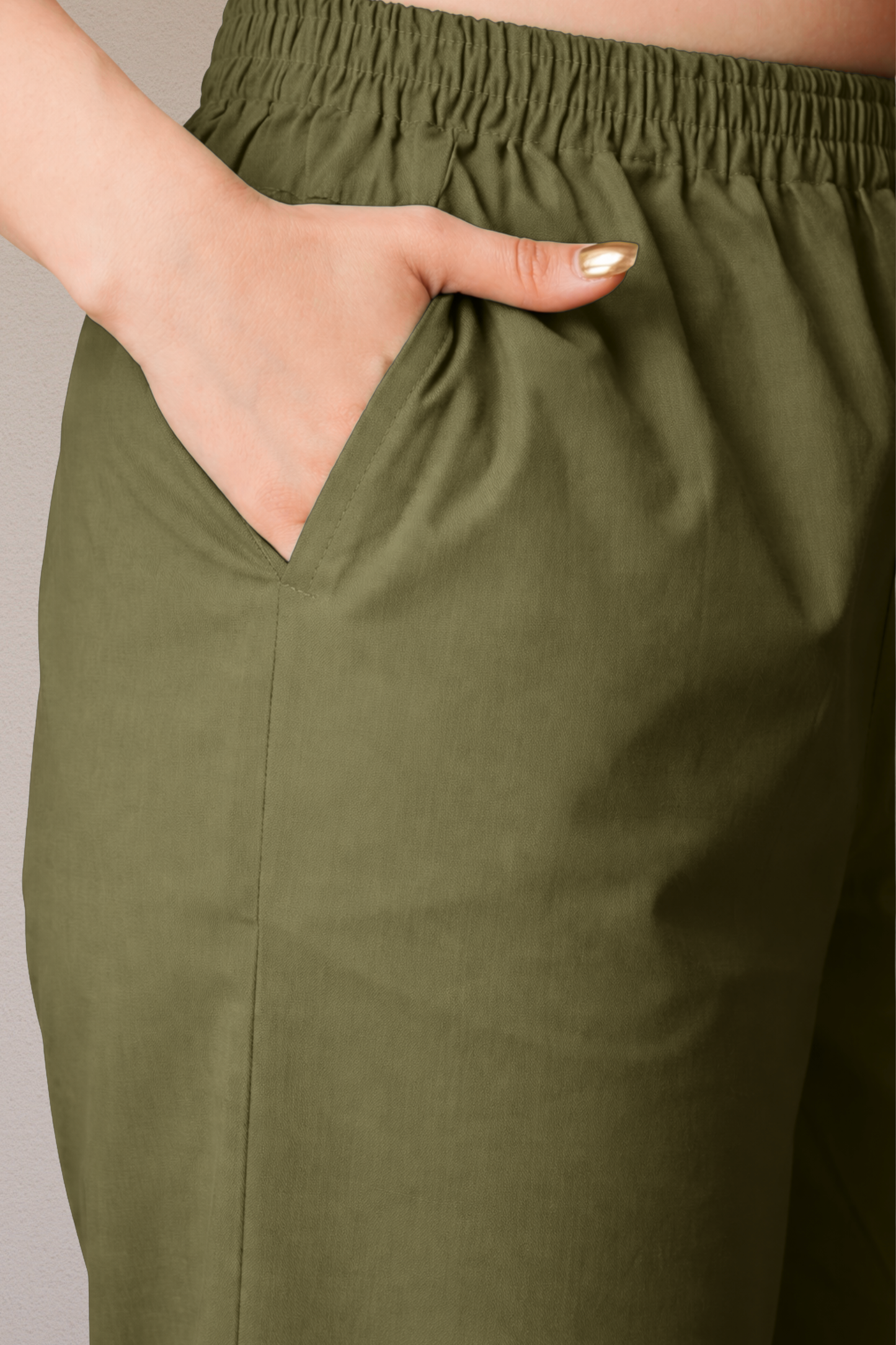Olive Green Cotton Kurti Pant