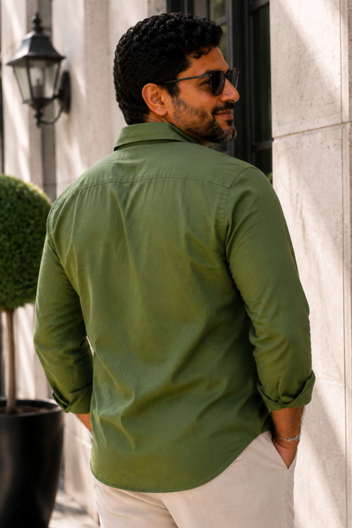 Olive Green Poplin Cotton Shirt