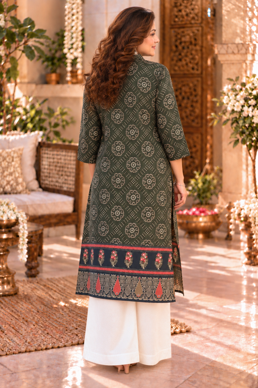 Wild Olivia Printed Kurta With Foil Print