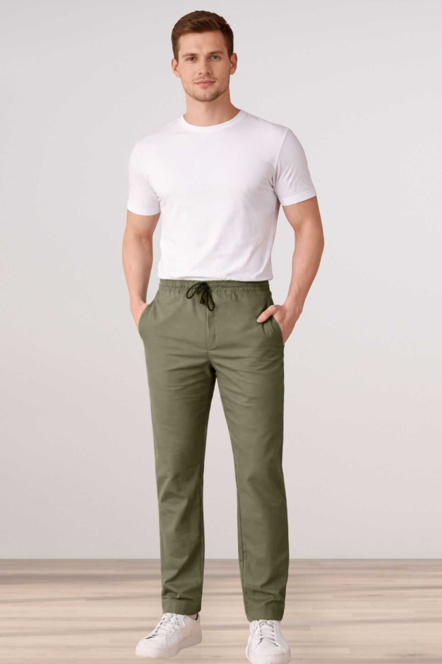 Olive Solid Cotton Cargo - 2 Pocket