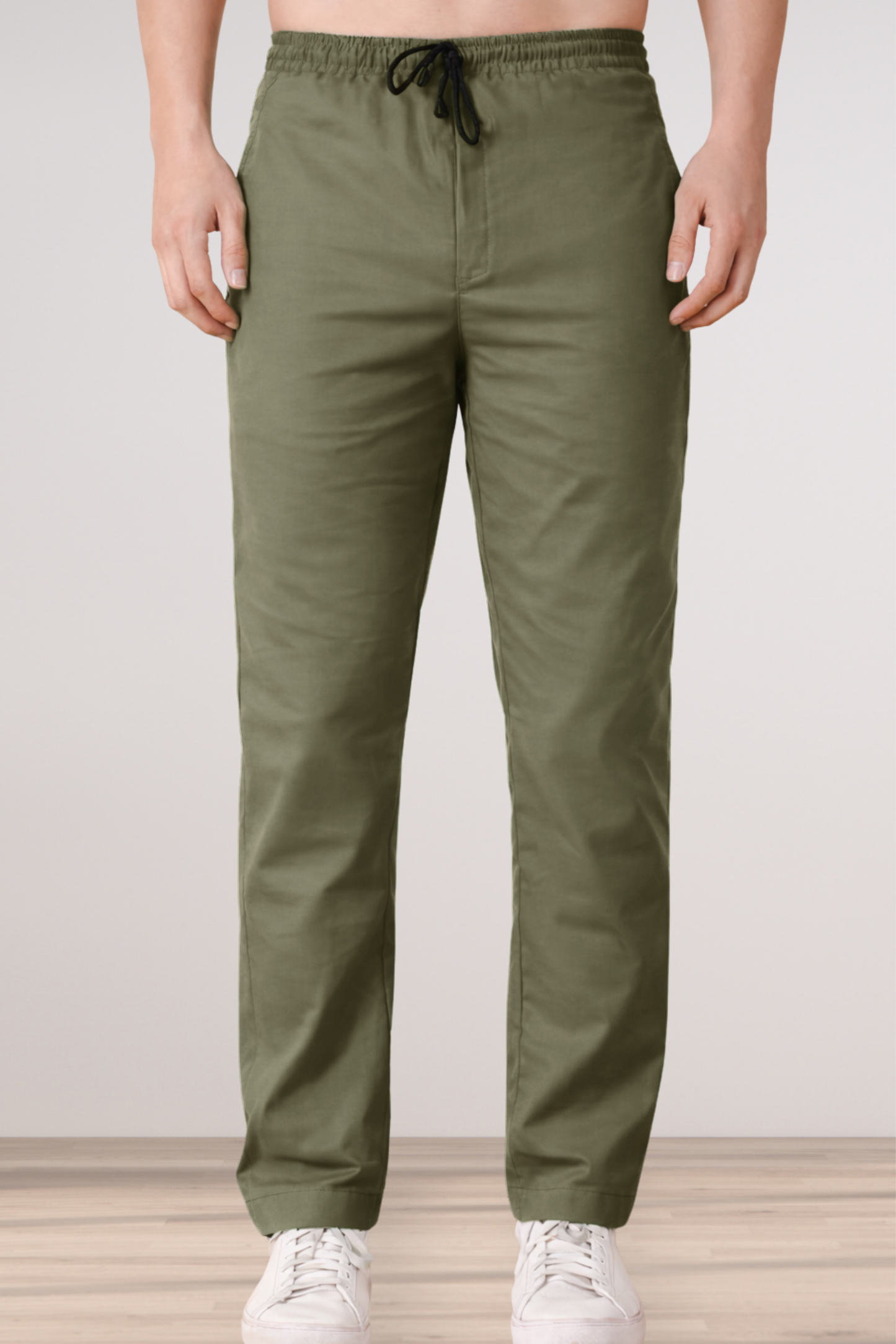 Olive Solid Cotton Cargo - 2 Pocket