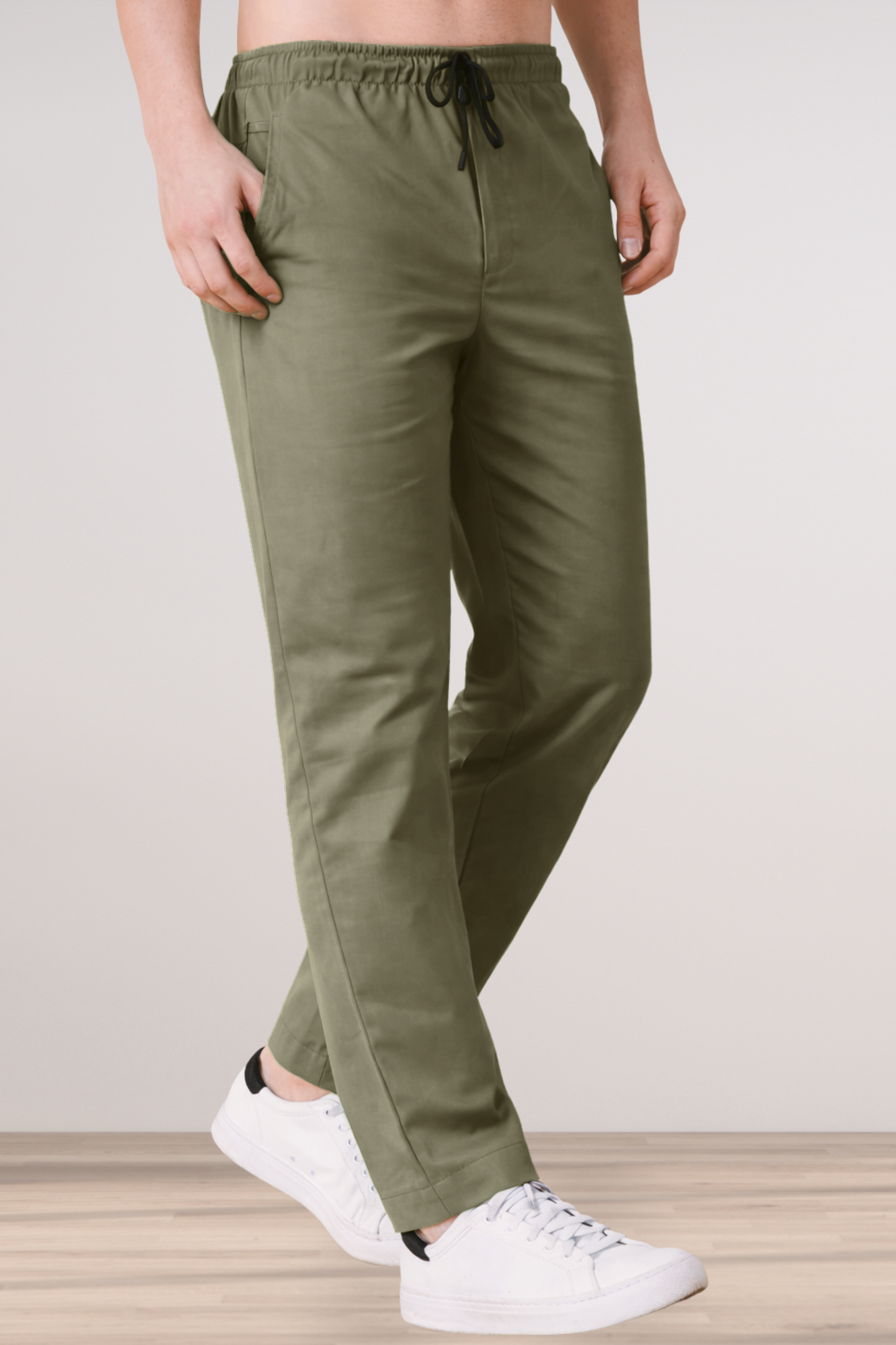 Olive Solid Cotton Cargo - 2 Pocket