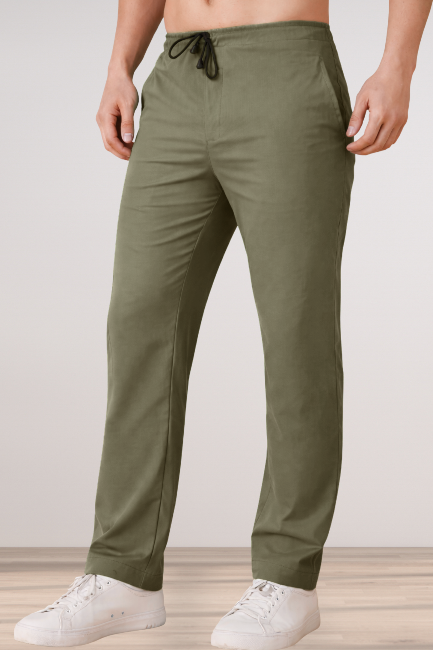 Olive Solid Cotton Cargo - 2 Pocket