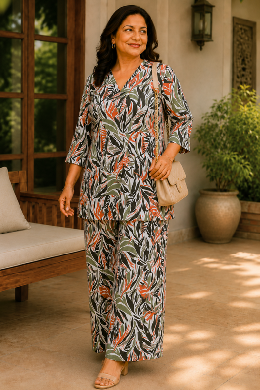 Olive Tropica Cotton Co-ord Set