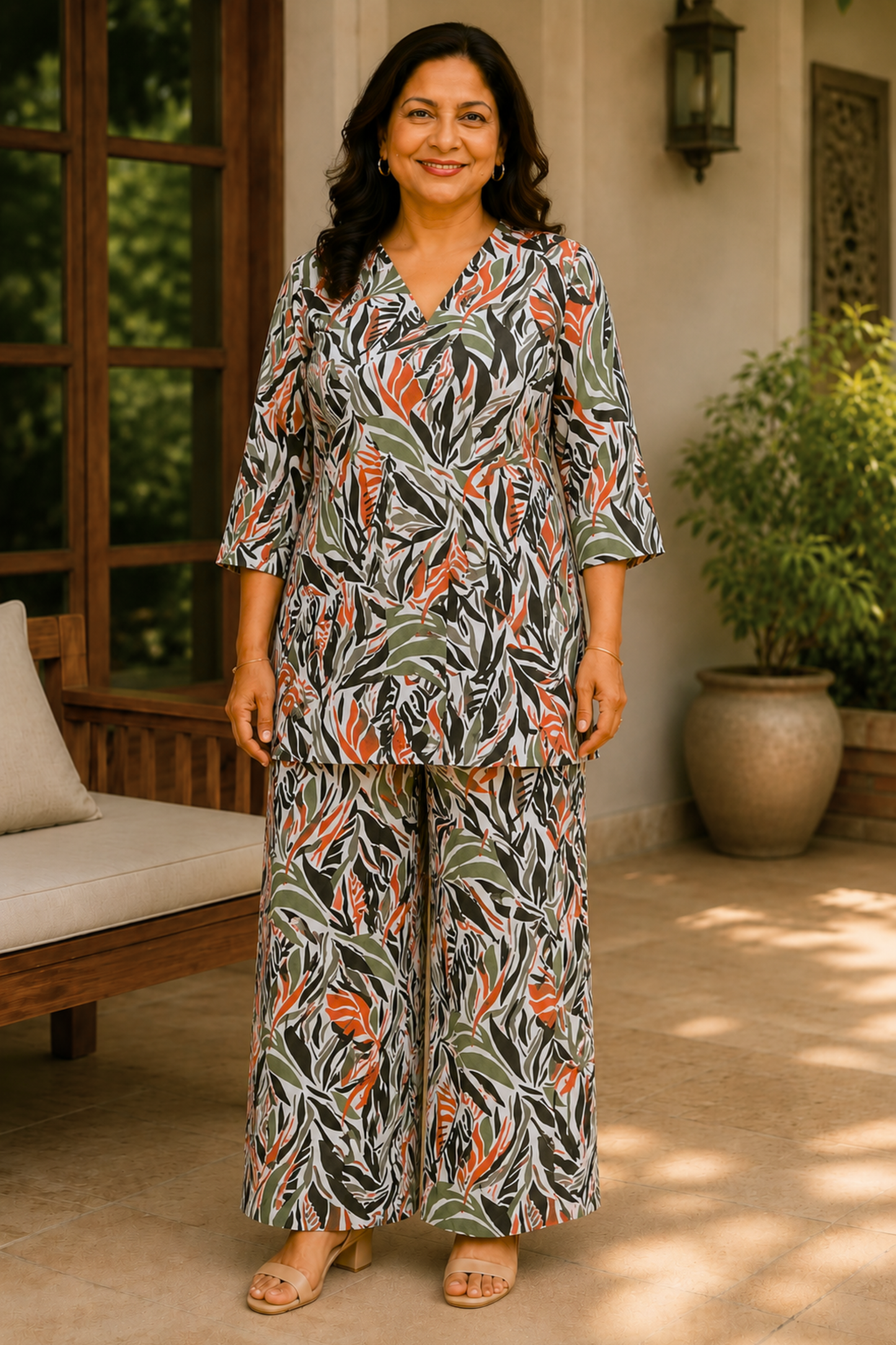 Olive Tropica Linen Co-ord Set