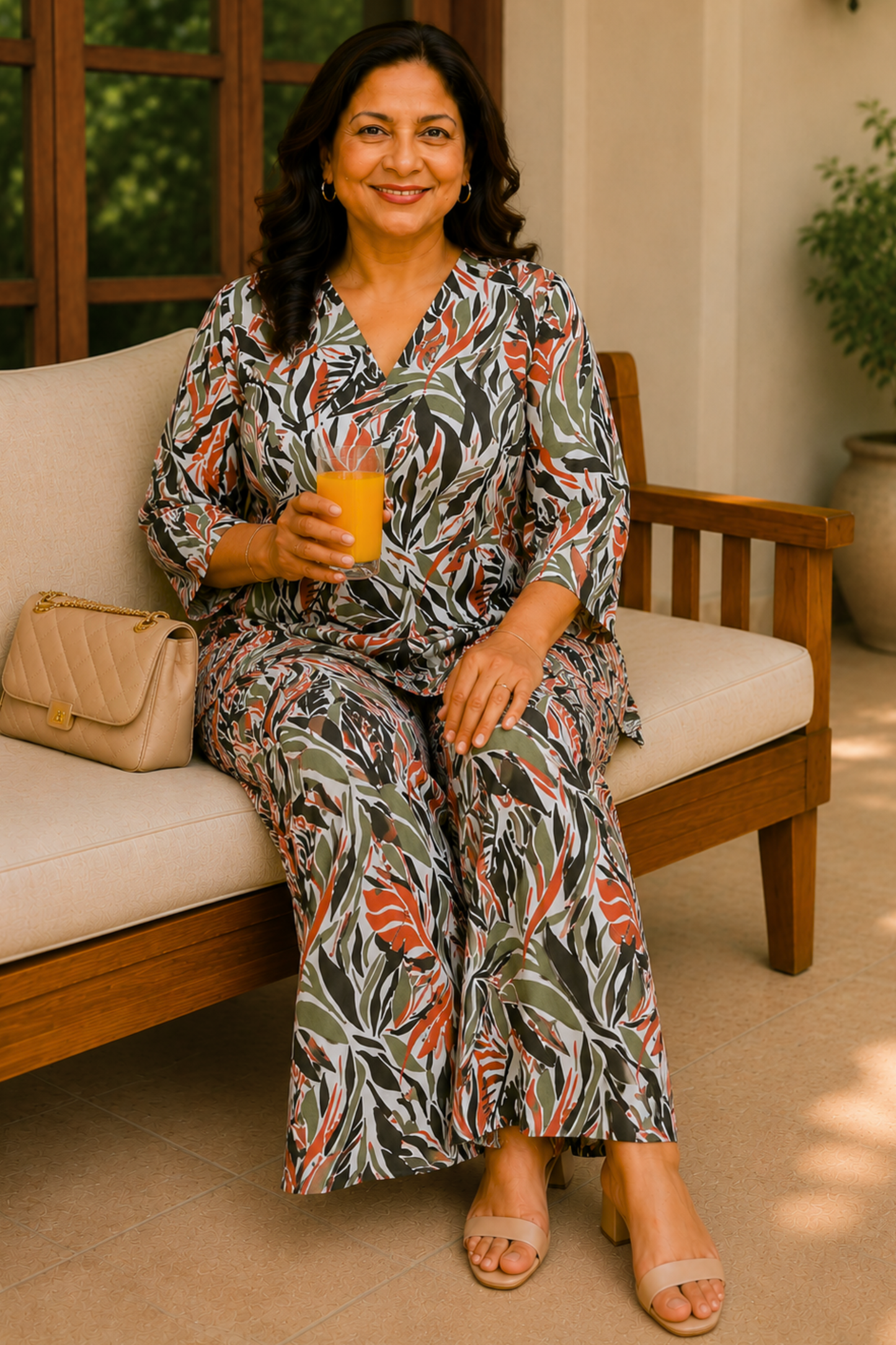 Olive Tropica Linen Co-ord Set