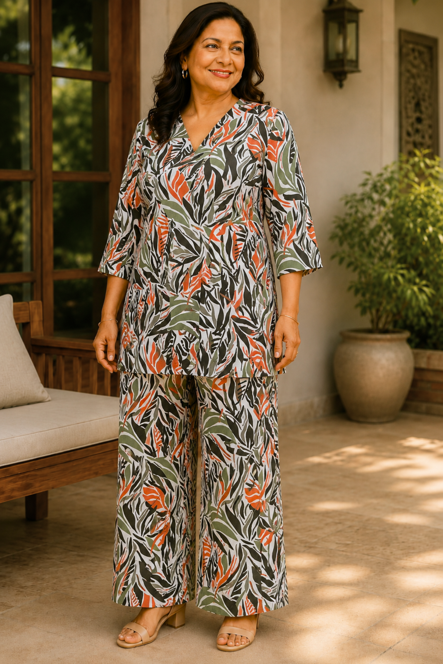 Olive Tropica Linen Co-ord Set