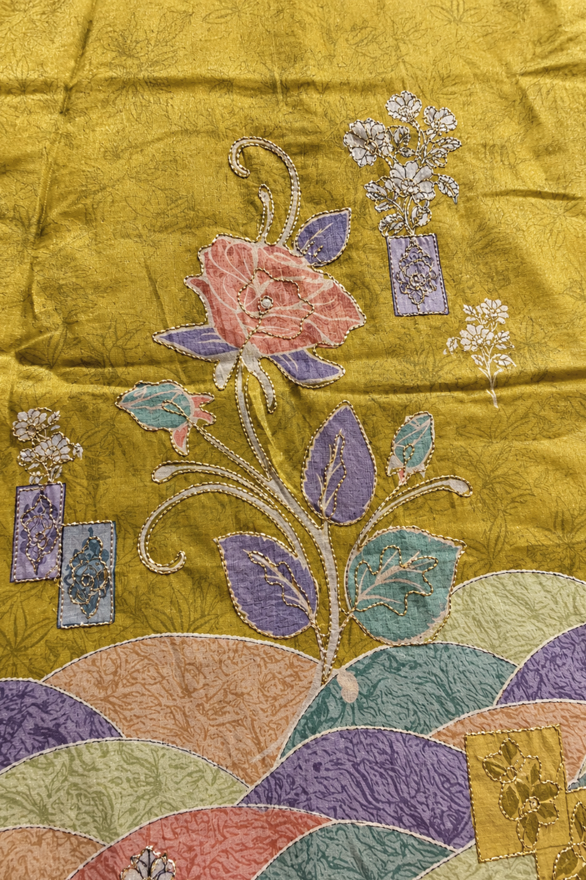 Olive Gulkand Fancy Suit With Aari Work