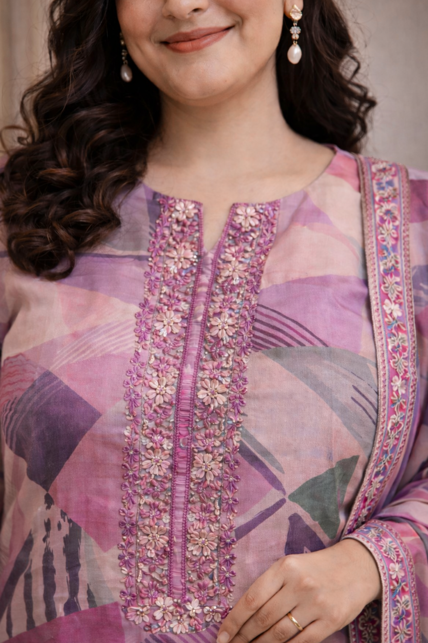 Onion Geometry Pure Muslin Suit