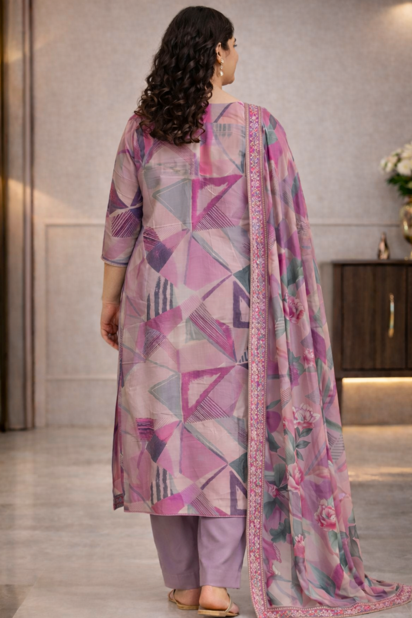 Onion Geometry Pure Muslin Suit