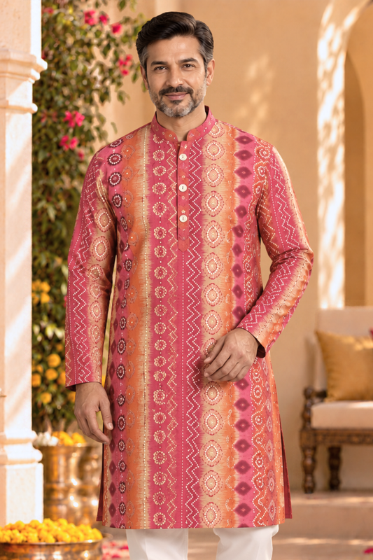Onion Radiance Foiled Festive Kurta