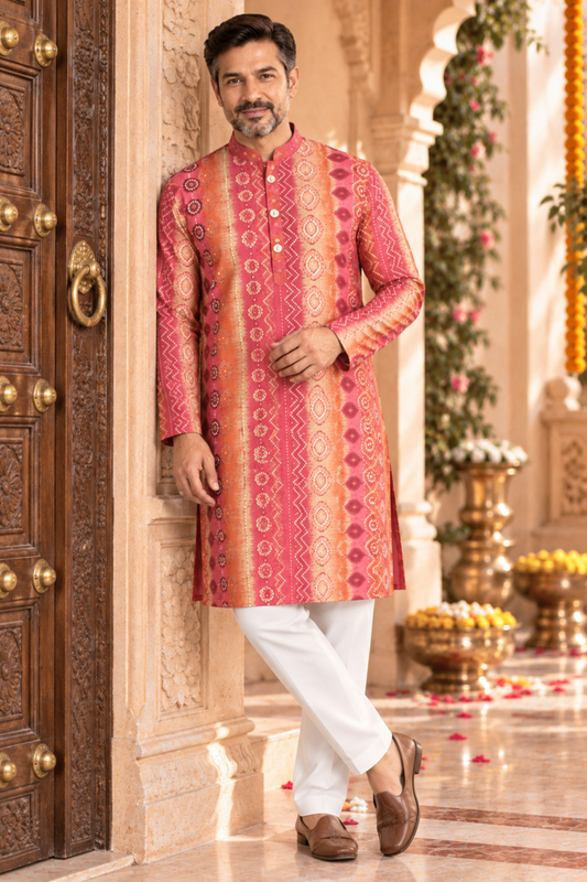 Onion Radiance Foiled Festive Kurta