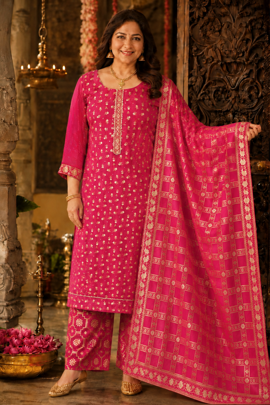 Onion Rose Jacquard Pant Suit