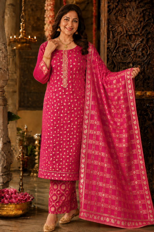 Onion Rose Jacquard Pant Suit