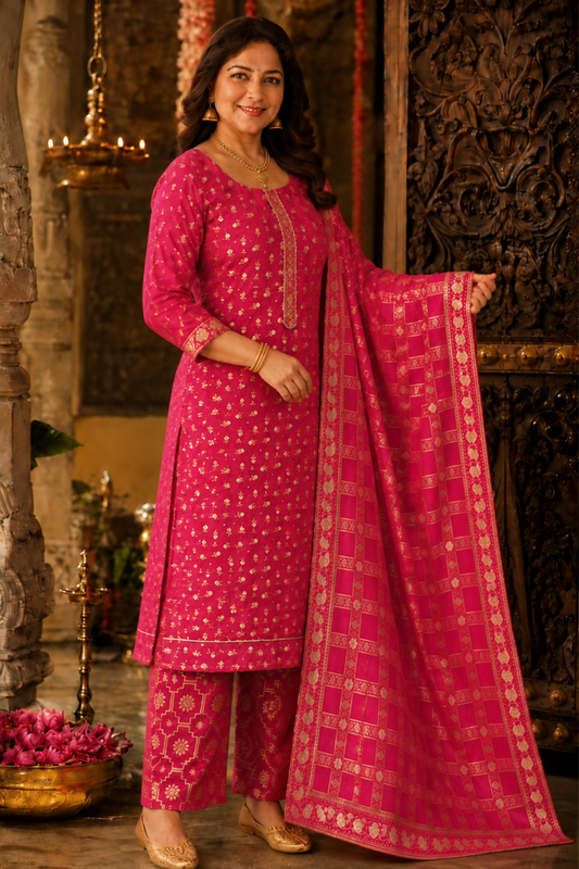 Onion Rose Jacquard Pant Suit