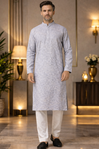 Opulent Grey Linen Kurta