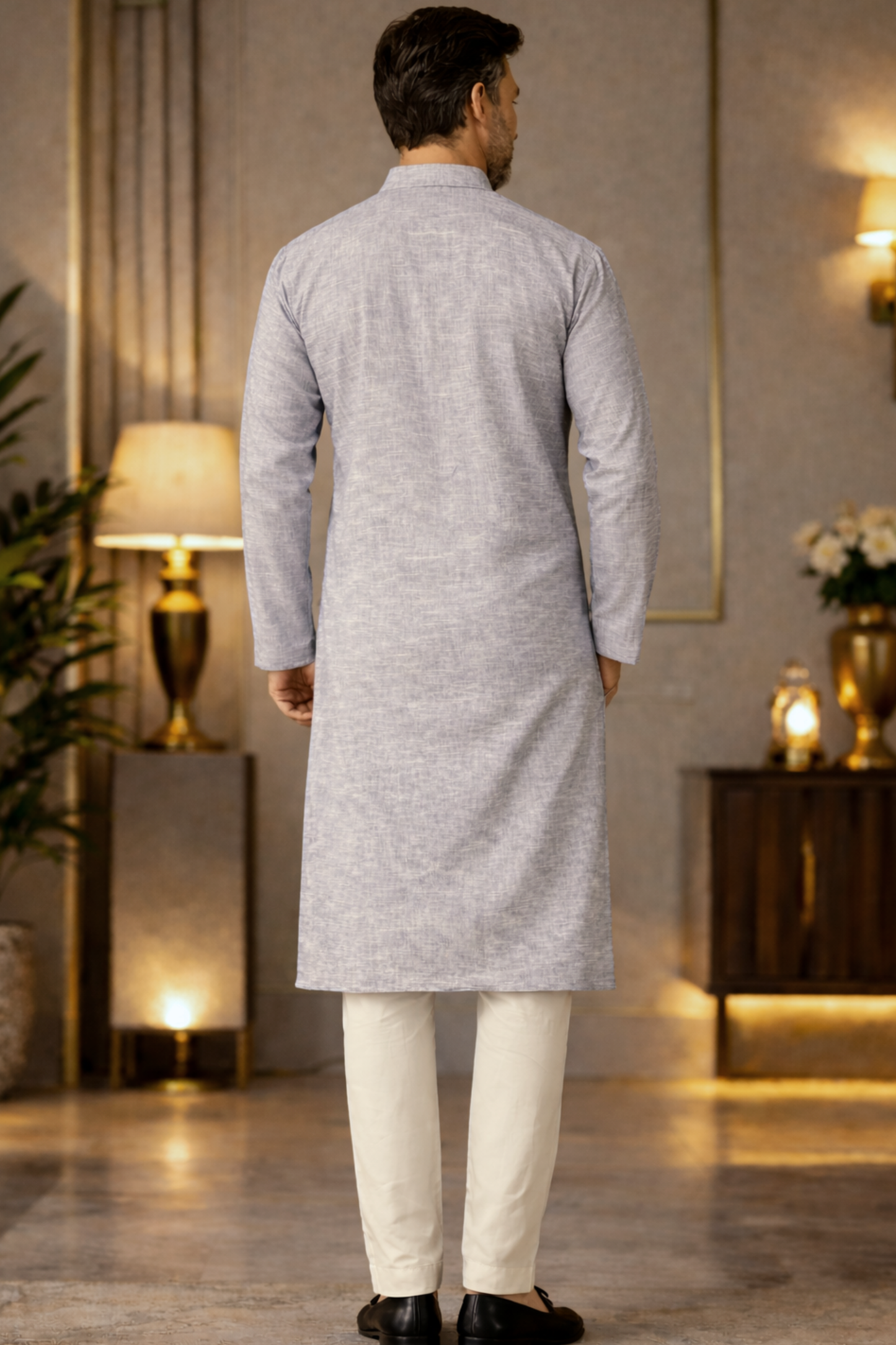Opulent Grey Linen Kurta