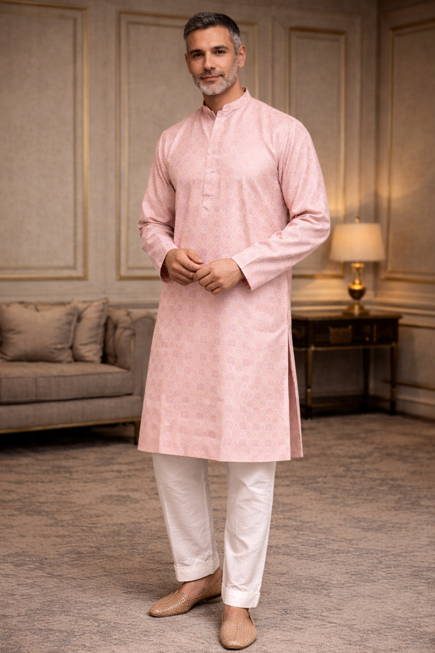 Opulent Pink Brocade Kurta Pajama