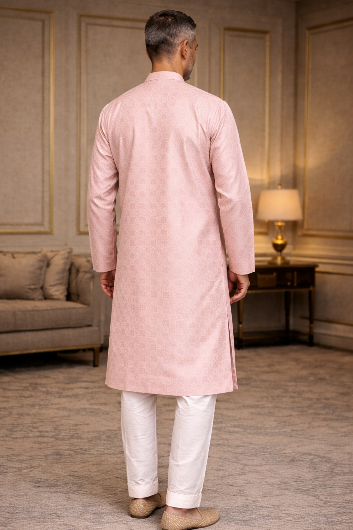 Opulent Pink Brocade Kurta Pajama