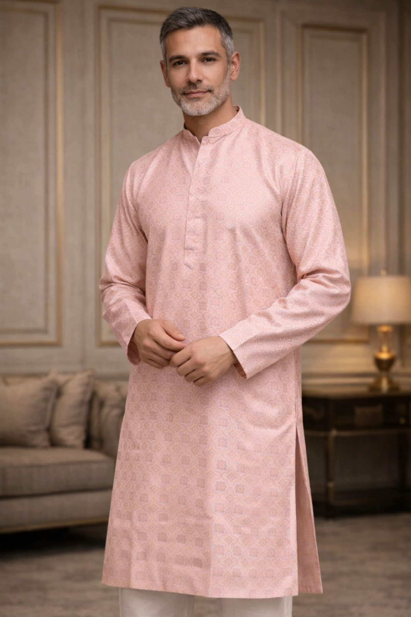 Opulent Pink Brocade Kurta Pajama
