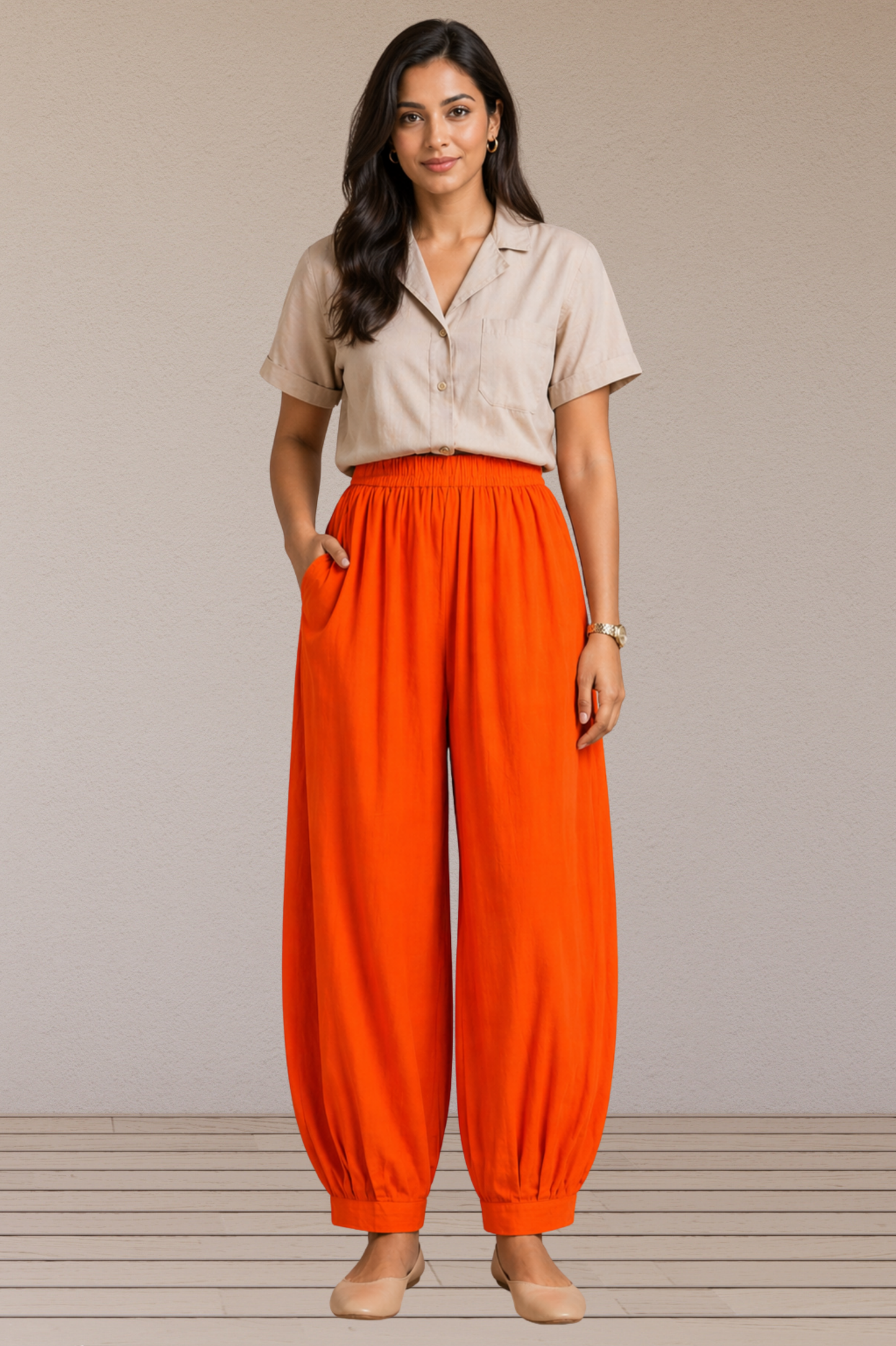 Orange Cotton Afghani Pants