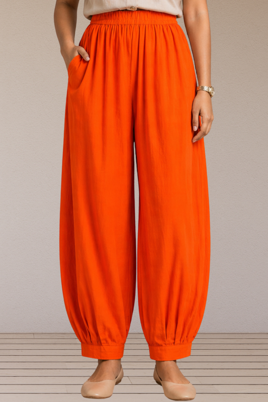 Orange Cotton Afghani Pants