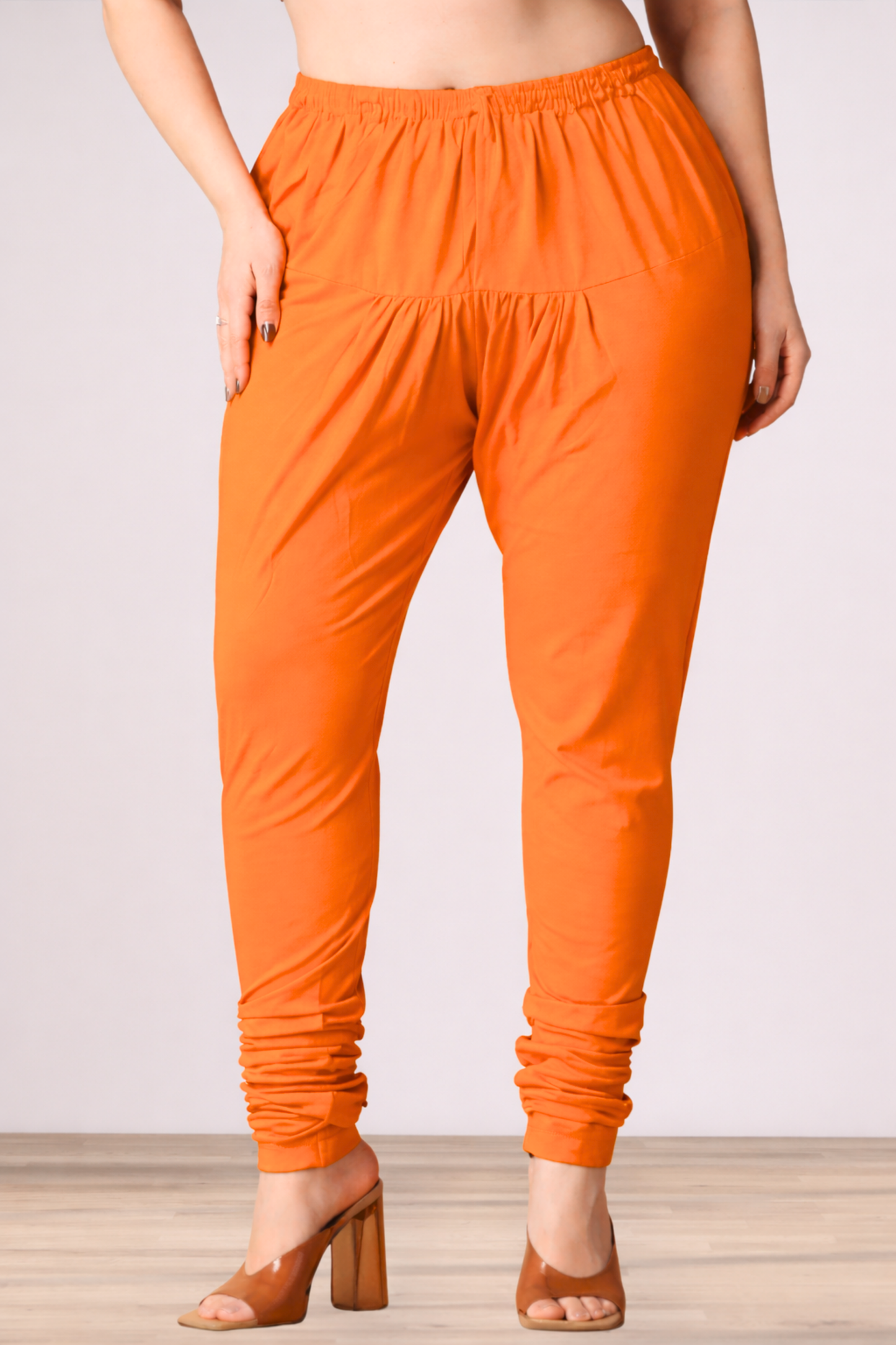 Orange Cotton Churidar Pants