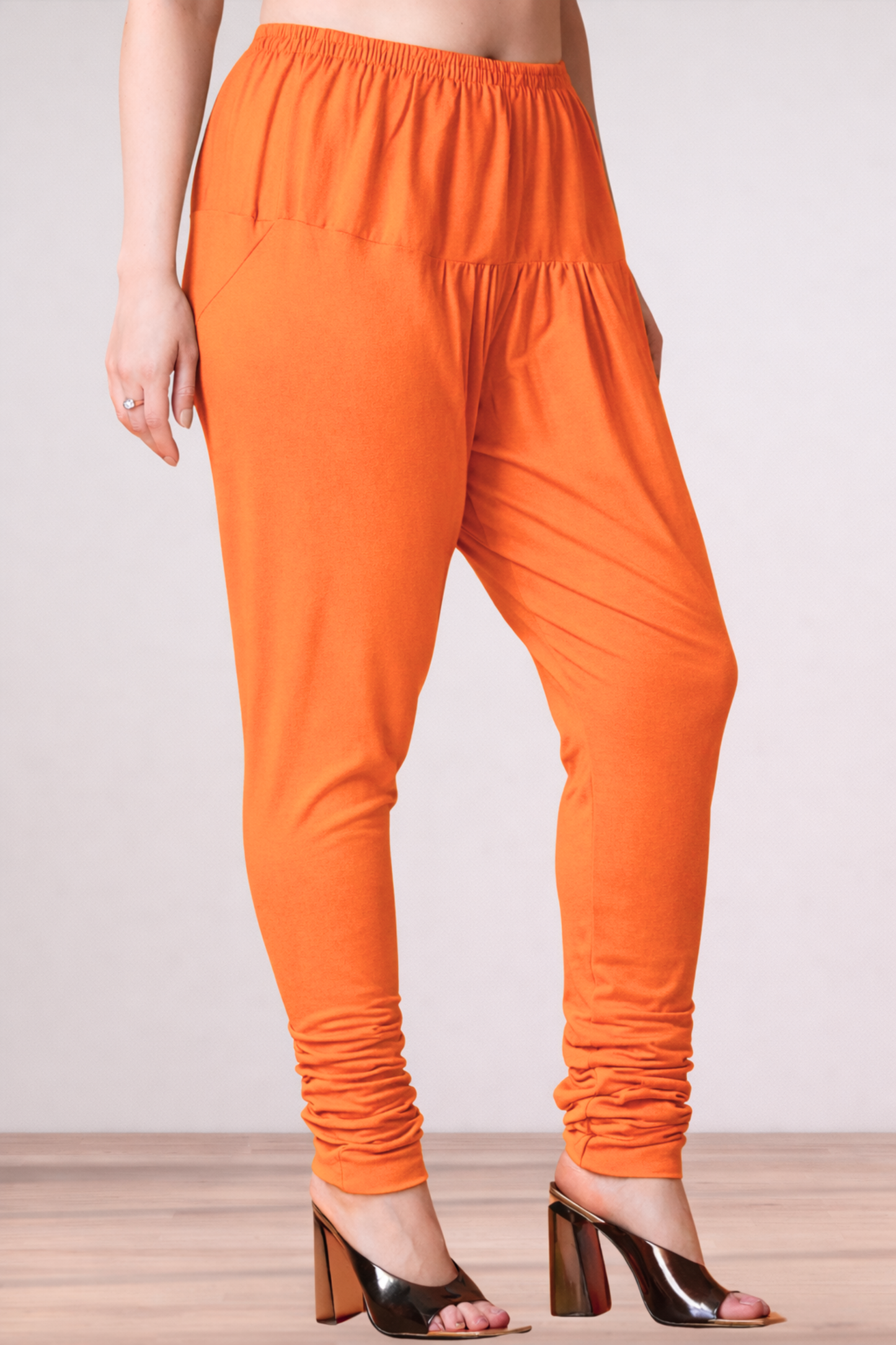 Orange Cotton Churidar Pants