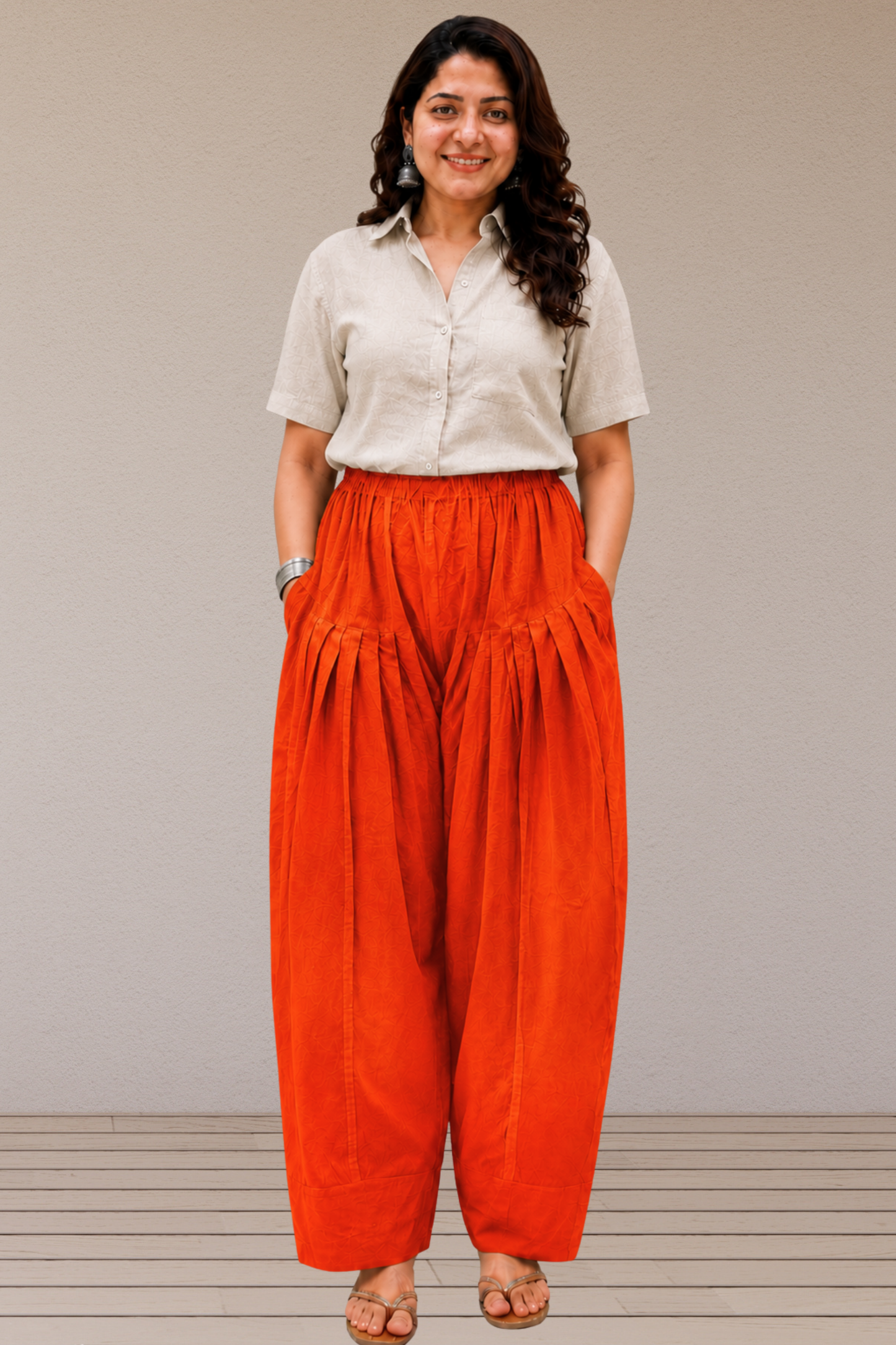 Orange Cotton Farshi Salwar