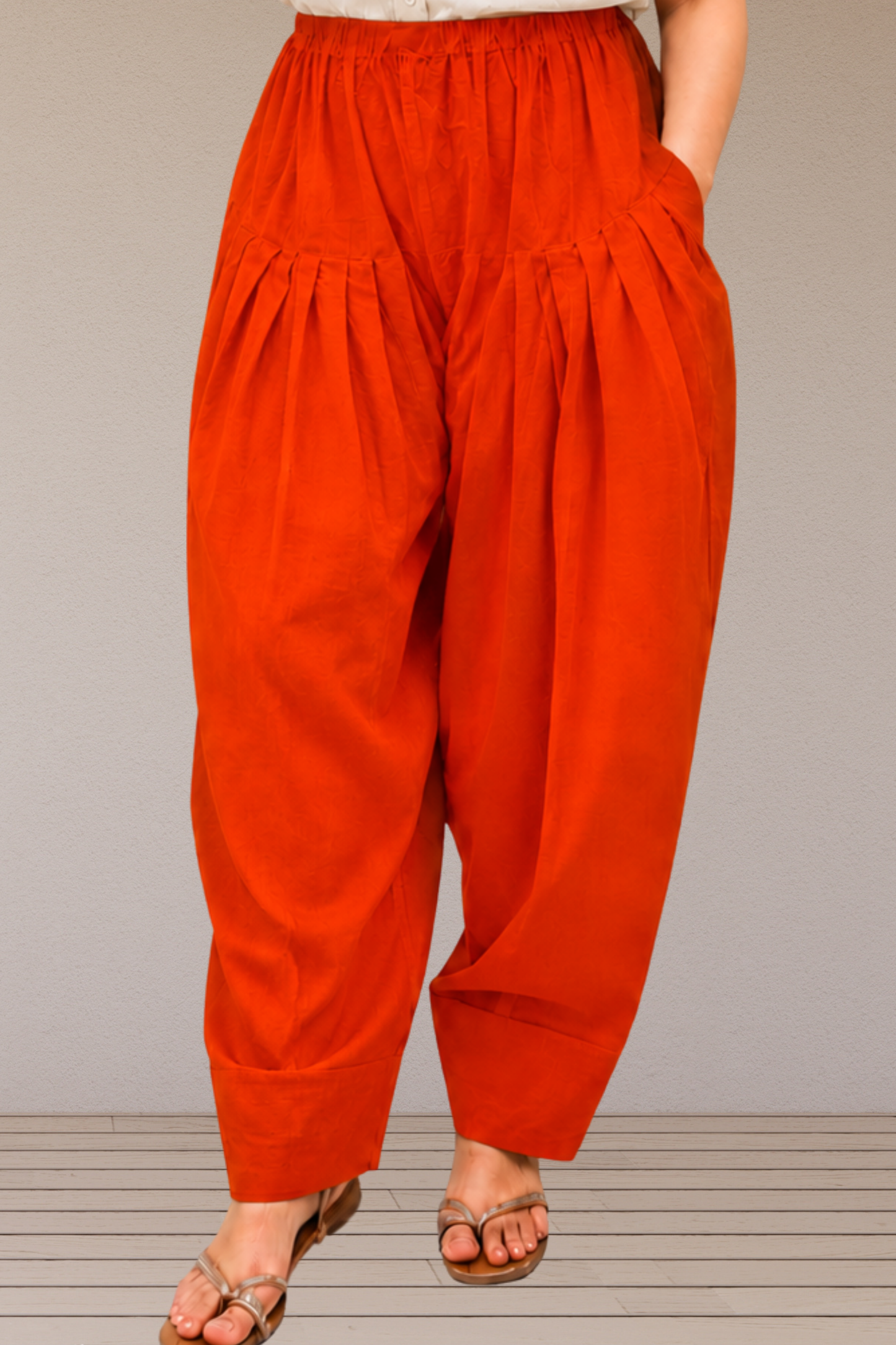 Orange Cotton Farshi Salwar